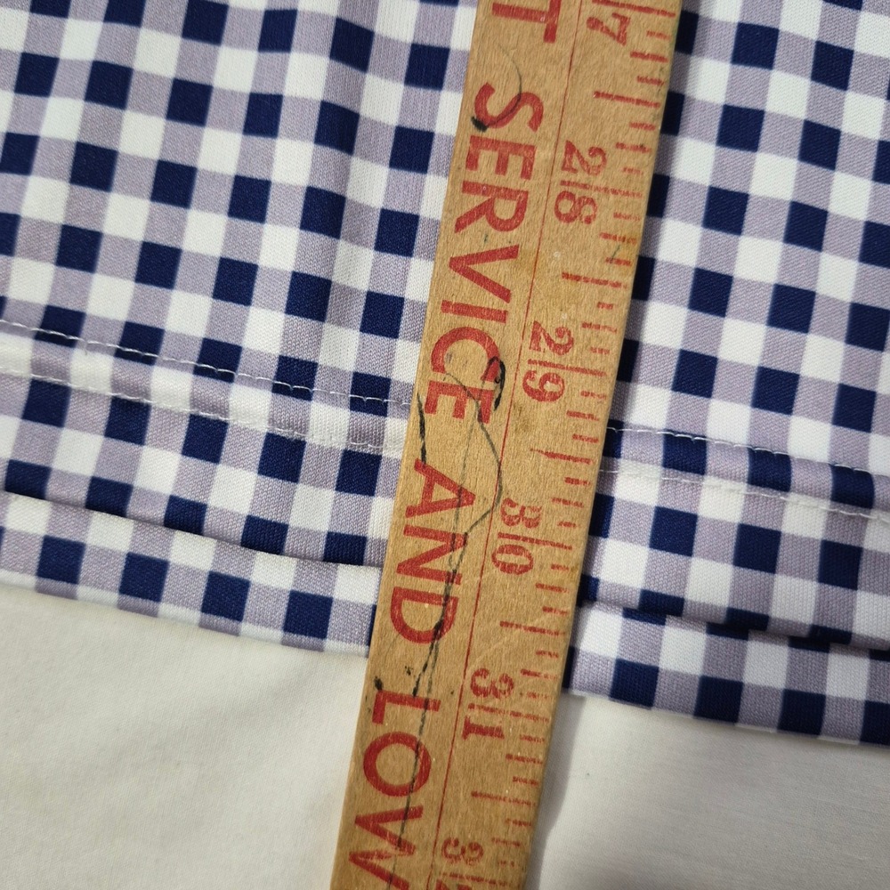 Collars & Co Polo Med Blue Gingham Check Dress Collar Performance Stretch Preppy - Picture 6 of 6
